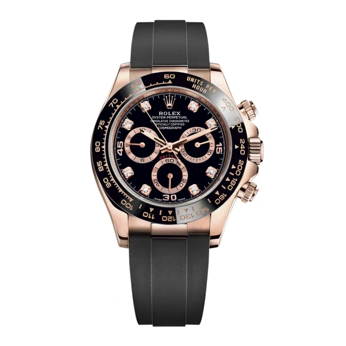 Rolex Bracelets Rolex Cosmograph Daytona 40mm Ref 116515ln Black Diamond Dial Ceramic Bezel 18K Rose Gold Case Black Oysterflex Bracelet Mens Watch Rolex Bracelets Rolex Cosmograph Daytona 40mm Ref 116515ln Black Diamond Dial Ceramic Bezel 18K Rose Gold Case Black Oysterflex Bracelet Mens Watch