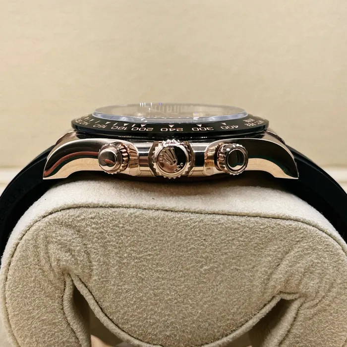 Rolex Bracelets Rolex Cosmograph Daytona 40mm Ref 116515ln Black Diamond Dial Ceramic Bezel 18K Rose Gold Case Black Oysterflex Bracelet Mens Watch