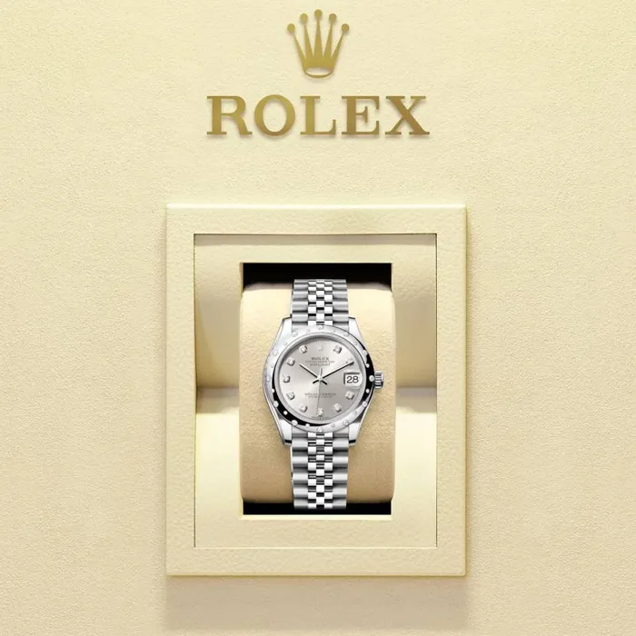 Rolex Bracelets Rolex Datejust 31mm Ref 278344rbr0032 Silver Diamond Dial Diamond Bezel Stainless Steel Jubilee Bracelet Womens Watch