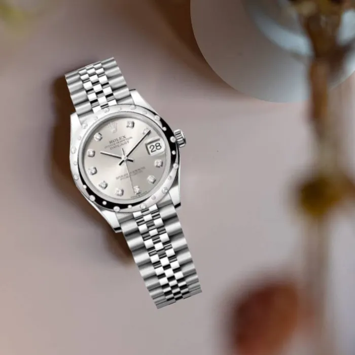 Rolex Bracelets Rolex Datejust 31mm Ref 278344rbr0032 Silver Diamond Dial Diamond Bezel Stainless Steel Jubilee Bracelet Womens Watch