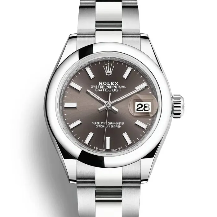 Rolex LadyDatejust 28mm Ref 2791600010 Grey Stick Dial Stainless Steel Oyster Bracelet Womens Watch Rolex Bracelets