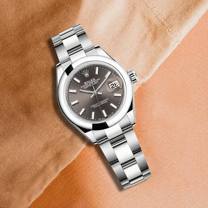 Rolex LadyDatejust 28mm Ref 2791600010 Grey Stick Dial Stainless Steel Oyster Bracelet Womens Watch Rolex Bracelets