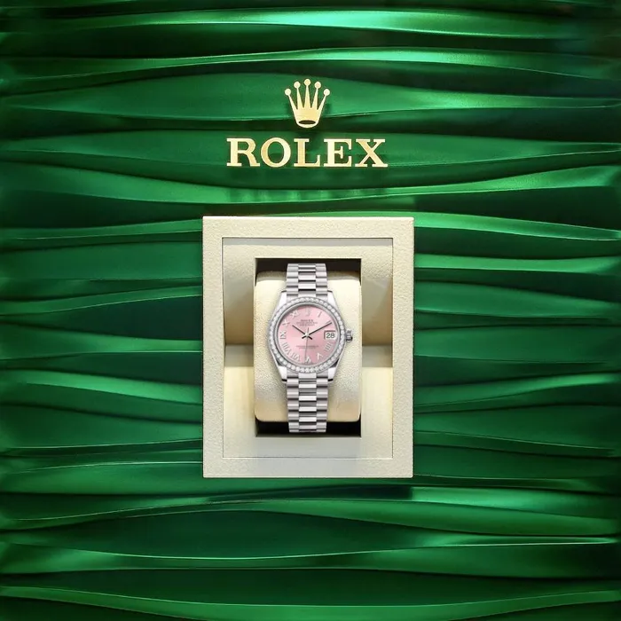 Rolex Rolex Datejust 31mm Ref 278289rbr0016 Pink Roman Dial Diamond Bezel 18K White Gold President Bracelet Womens Watch Bracelets