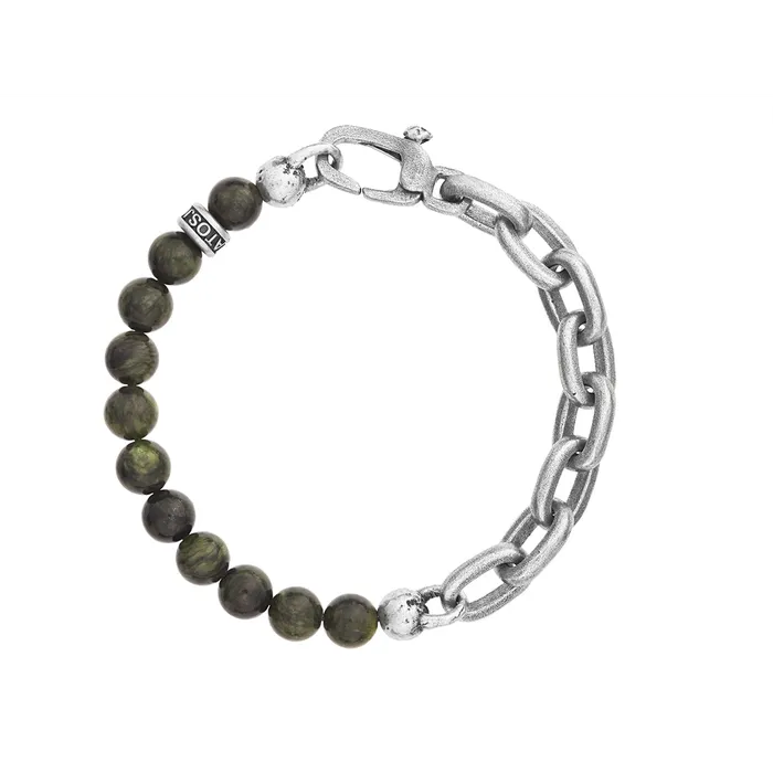 Sterling Silver Half 8mm Canadian Jade Bead and Half Link Bracelet John Varvatos Bracelets Sterling Silver Half 8mm Canadian Jade Bead and Half Link Bracelet John Varvatos Bracelets