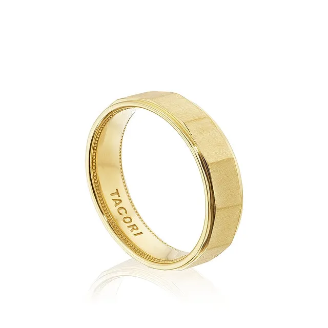 Tacori Rings Tacori 18K Yellow Gold Gents 6mm Satin Faceted Design Band