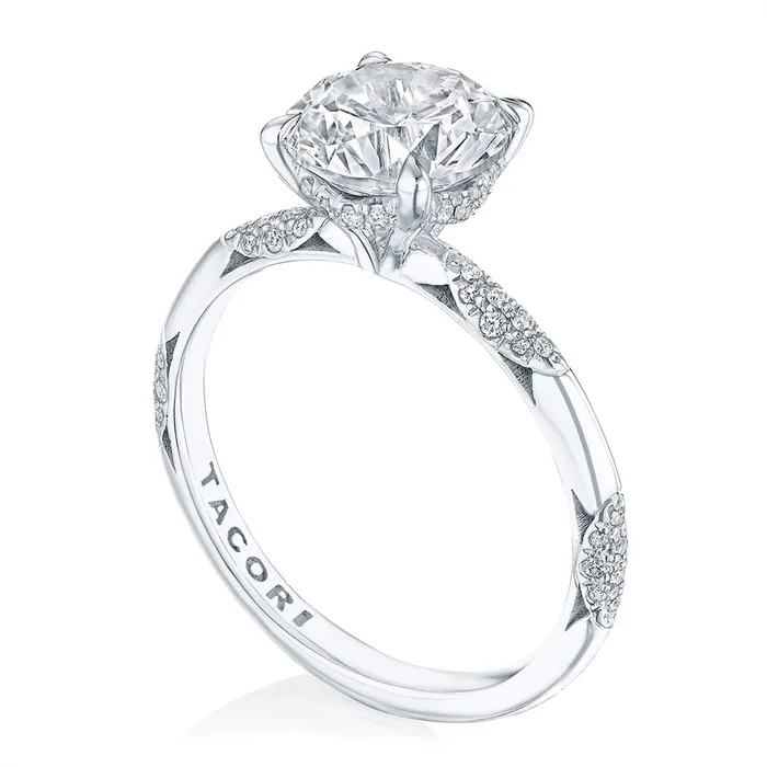 Tacori Tacori 18K White Gold Founders Round Semi Mount Diamond Ring Hidden Diamond Halo Rings Tacori Tacori 18K White Gold Founders Round Semi Mount Diamond Ring Hidden Diamond Halo Rings