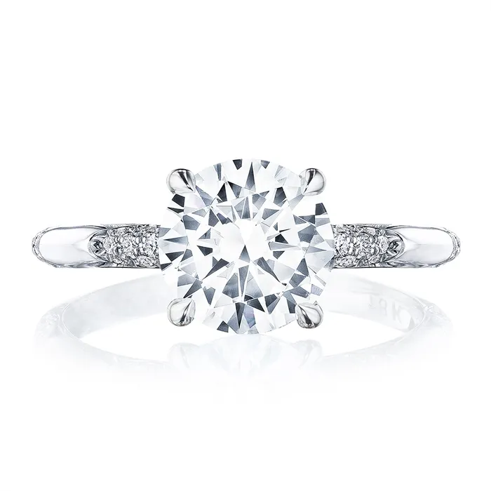Tacori Tacori 18K White Gold Founders Round Semi Mount Diamond Ring Hidden Diamond Halo Rings Tacori Tacori 18K White Gold Founders Round Semi Mount Diamond Ring Hidden Diamond Halo Rings