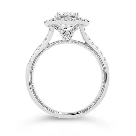 Verragio Verragio 14K White Gold Semi Mount Diamond Ring with Scalloped Oval Halo Rings Verragio Verragio 14K White Gold Semi Mount Diamond Ring with Scalloped Oval Halo Rings