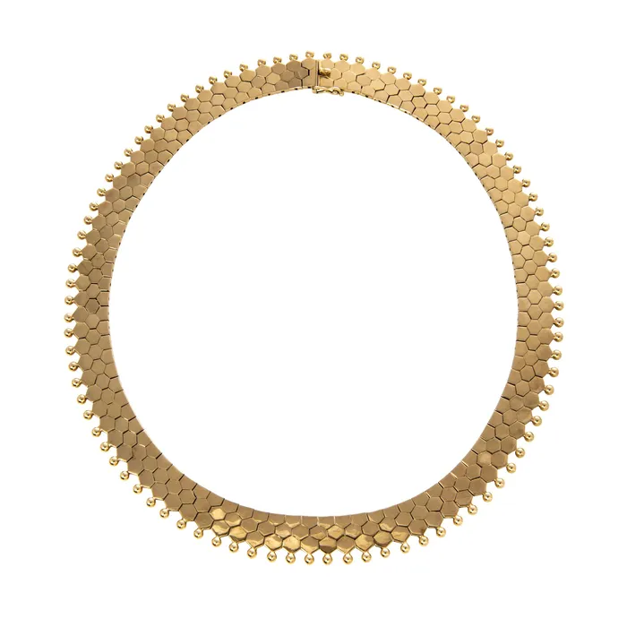Vintage 14K Yellow Gold Hexagonal Collar Necklace Croghans Necklaces