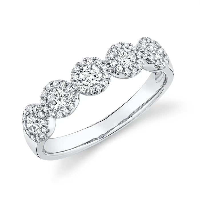Wedding Bands Rings 14K White Gold Diamond Fancy Band