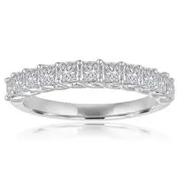 Wedding Bands Rings 14K White Gold Princess Cut Diamond Band