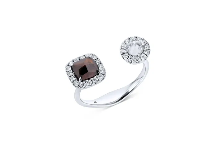 White Gold Rose Cut Diamond Ring CJ Charles Jewelers Rings